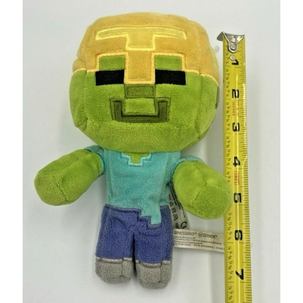 JINX Minecraft Zombie Plush Gold Helmet 8” Green Mojang Official 2018
